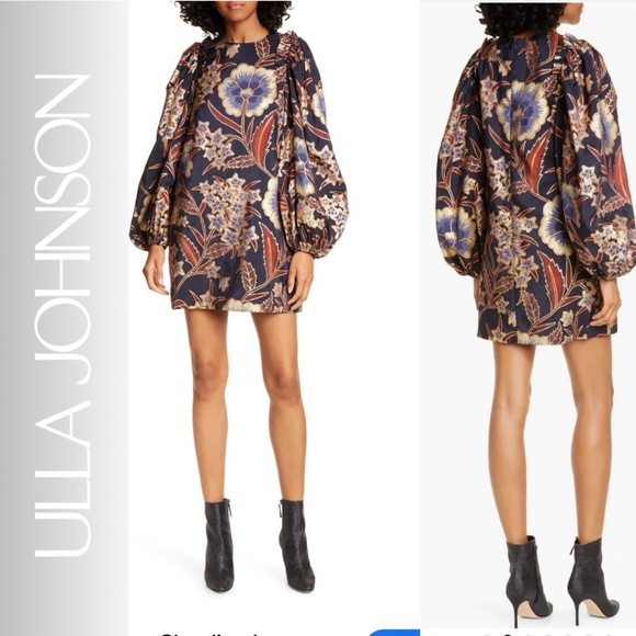 Ulla Johnson Floral Mini Dress - Navy and Gold - Picture 7 of 16